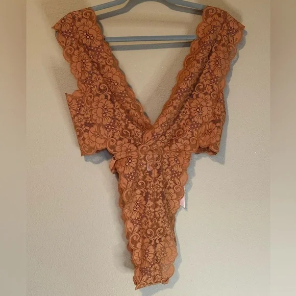 Free People x We Are HAH Cut To The Chase Bodysuit in Brown Sugar NWT Size Large - Picture 5 of 11